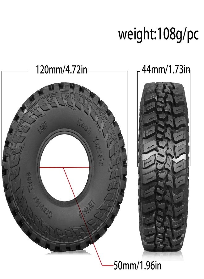Dantenron 1.9 Crawler Tires OD 4.72" 1/10 RC Rubber Mud Tires 1.9" Tyre For 1:10 Crawler Car Axial SCX10 90046 Redcat Gen8 RC4WD D90 TF2 MST Fit 1.9 inch Beadlock Wheel Rims - Image 2